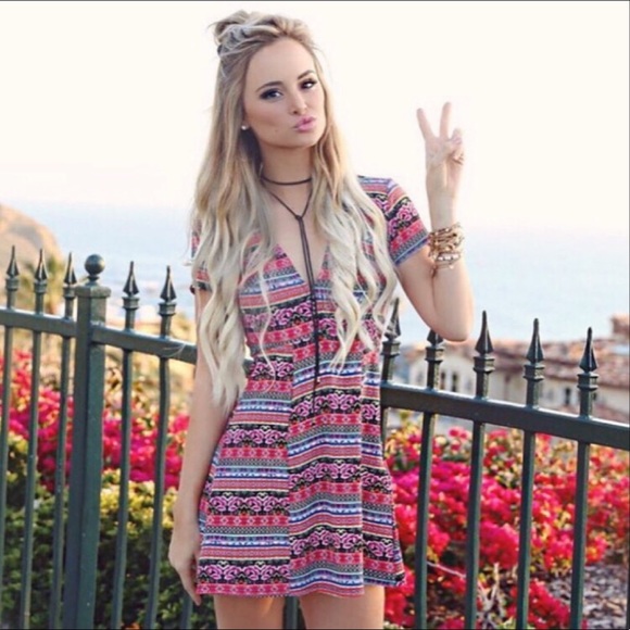 Show Me Your Mumu Ibiza Mini Dress Small Stripes - Picture 3 of 9